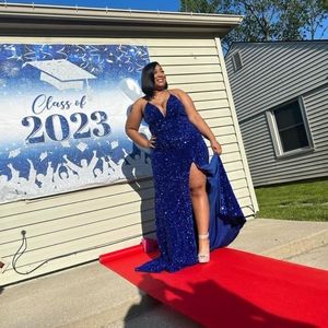 Blue sparkly comfy prom dress